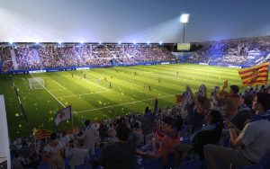 Geplantes temporäres Stadion für Real Zaragoza (Fotos: Nüssli Group, MNL/Lemonsbucket)