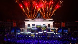 Mauerfall-Feier am Brandenburger Tor mit Licht von GLP (Fotos: Manfred Vogel)